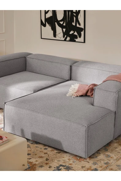 Mobilya Stant Most Mollis Plus Sağ Köşe Dinlenme 32 Gri Keten Kumaş Yumuşak Sünger(EVİNİZE TESLİM) - Resim 2