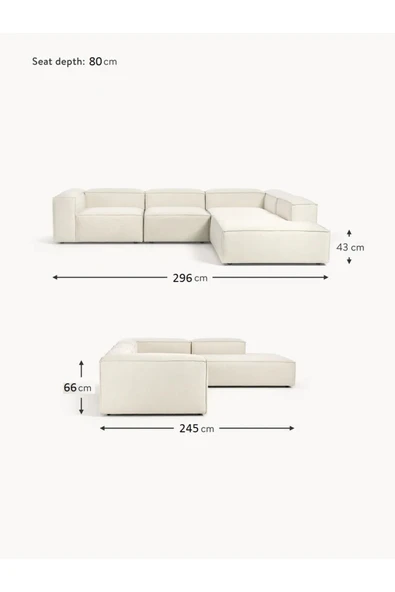 Mobilya Stant Most Mollis Pro 4 Modül Sağ Köşe Koltuk 01 Kırık Beyaz Keten Kumaş Yumuşak Sünger(Evinize Teslim) - Resim 7