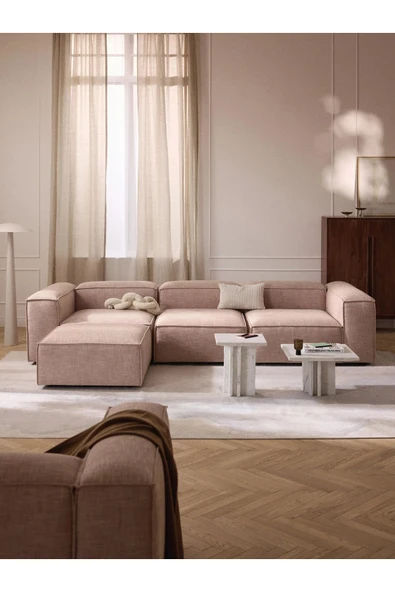 Mobilya Stant Most Mollis 4 Modül Köşe Koltuk 09 Bej Keten Kumaş Yumuşak Sünger (Evinize Teslim) - Resim 5