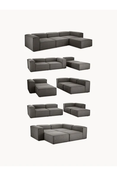 Mobilya Stant Most Mollis 4 Modül Köşe Koltuk 41 Koyu Antrasit Keten Kumaş Yumuşak Sünger (Evinize Teslim) - Resim 5