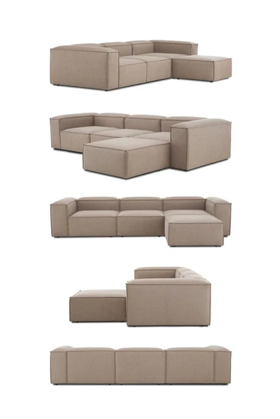 Mobilya Stant Most Mollis 4 Modül Köşe Koltuk 10 Kahverengi Keten Kumaş Yumuşak Sünger (Evinize Teslim) - Resim 5