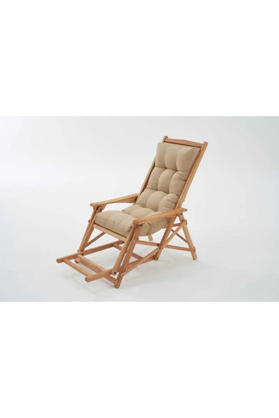 Mobilya Stant Most Sunbed Şezlong Su Bazlı %100 Ağaç Outdoor Bej Kumaş Silikon Dolgu (Evinize Teslim)