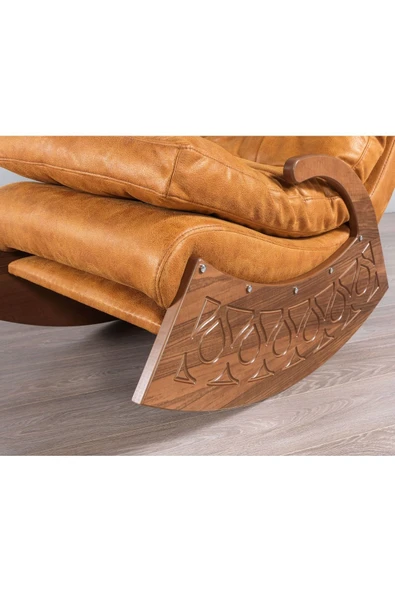 Mobilya Stant Most Woodarm %100 Ağaç Dinlenme Koltuğu 05 Hardal İthal Nubuk Kumaş (Evinize Teslim) - Resim 4