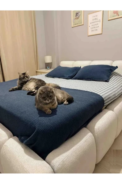 Mobilya Stant Most Oktagon Bazalı Karyola Beyaz Bukle Kumaş İşbir Kuştüyü Sünger 180x200 Yatak İçin(Kurulum Dahil) - Resim 4