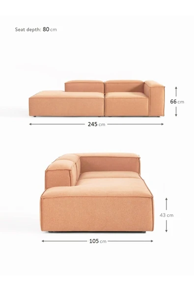 Mobilya Stant Most Mollis Pro 2 Modül Sol Kanepe Kiremit Keten Yumuşak Sünger(Evinize Teslim) - Resim 5