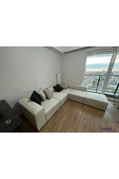 Mobilya Stant Most Mollis 5 Modül Köşe Koltuk 01 Kırık Beyaz Keten Kumaş Yumuşak Sünger (Evinize Teslim) ürün görseli