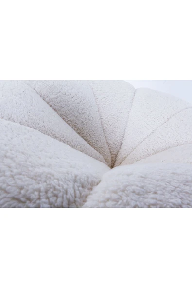 Mobilya Stant Most Line Berjer İthal Beyaz Teddy Kumaş (Evinize Teslim) - Resim 5