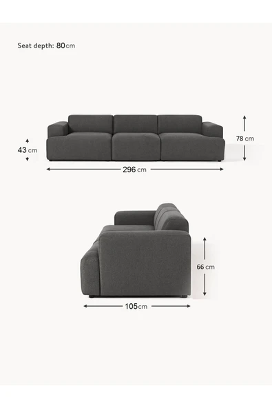 Mobilya Stant Most Mollista 3 Modül Kanepe Koltuk 41 Koyu Antrasit Keten Kumaş Yumuşak Sünger (Evinize Teslim) - 6