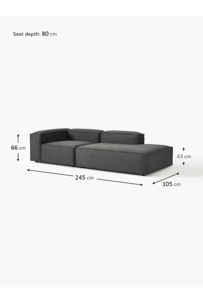 Mobilya Stant Most Mollis Pro 2 Modül Sağ Kanepe 41 Koyu Antrasit Keten Kumaş Yumuşak Sünger(Evinize Teslim) - 5