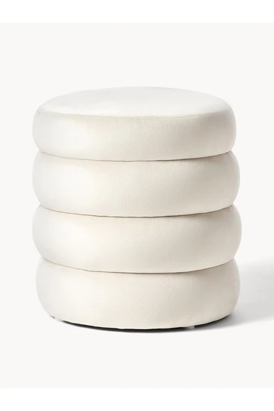 Mobilya Stant Most Twister Puf 01 Kırık Beyaz Beyaz Kadife Kumaş (Evinize Teslim) - Resim 2