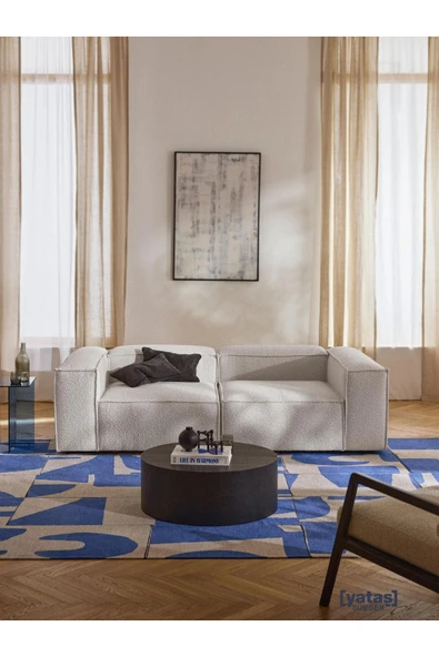 Mobilya Stant Most Mollis 2 Modül Kanepe Koltuk 01 Lüks Beyaz Bukle Kumaş Yumuşak Sünger (Evinize Teslim) ürün görseli