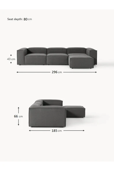 Mobilya Stant Most Mollis 4 Modül Köşe Koltuk 41 Koyu Antrasit Keten Kumaş Yumuşak Sünger (Evinize Teslim) - Resim 6