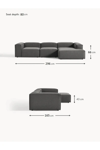 Mobilya Stant Most Mollis Plus 3 Modül Sağ Köşe Koltuk 10 Kahverengi Keten Kumaş Yumuşak Sünger(Evinize Teslim) - Resim 5