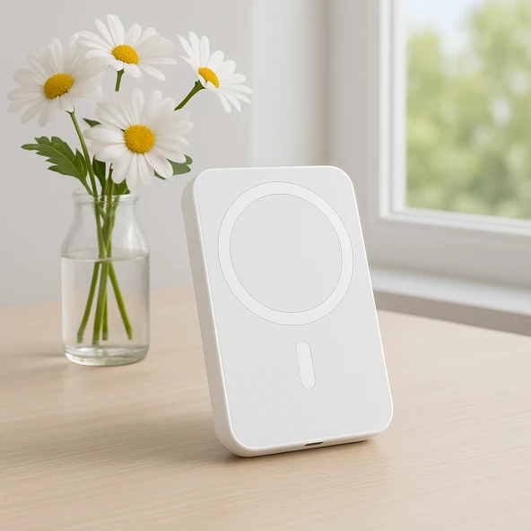 ScHitec Taşınabilir Magsafe Özellikli 10000mAh Powerbank Beyaz YK-P950 - 5