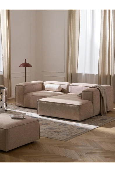 Mobilya Stant Most Mollis Plus Sağ Köşe 2 Modül Köşe Koltuk 09 Bej Keten Kumaş Yumuşak Sünger(EVİNİZE TESLİM) - Resim 2