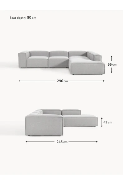 Mobilya Stant Most Mollis Pro 4 Modül Sağ Köşe Koltuk Takımı 32 Gri Keten Kumaş Yumuşak Sünger(Evinize Teslim) - Resim 7