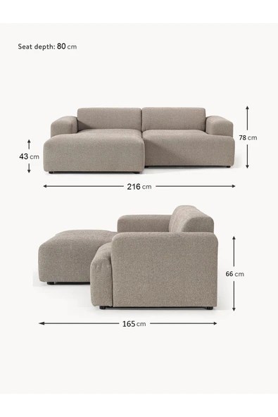 Mobilya Stant Most Mollista 2 Modül Sol Köşe Koltuk 10 Kahverengi Keten Kumaş Yumuşak Sünger (Evinize Teslim) - Resim 6