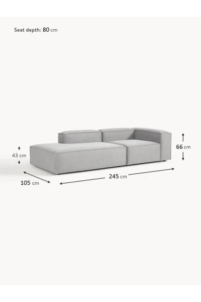 Mobilya Stant Most Mollis Pro 2 Modül Sol Kanepe 32 Gri Keten Yumuşak Sünger(Evinize Teslim) - Resim 4