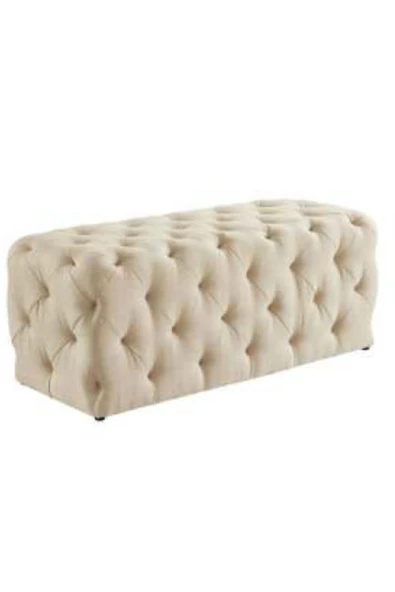 Mobilya Stant Most Hallow Kapitoneli Bench 03 Bej Kadife Kumaş (Evinize Teslim) - Resim 2