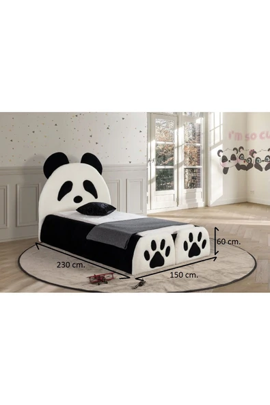 Mobilya Stant Most Panda Tek Kişilik Karyola Teddy Kumaş 120x200 Yatak İçindir(Evinize Teslim) - 3