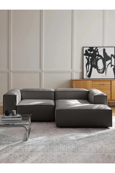 Mobilya Stant Most Mollis Plus Sağ Köşe Dinlenme 41 Koyu Antrasit Keten Kumaş Yumuşak Sünge - Resim 2