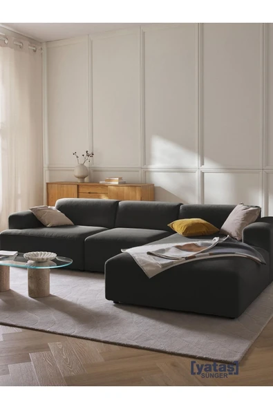 Mobilya Stant Most Mollista 3 Modül Sağ Köşe Koltuk 41 Koyu Antrasit Keten Kumaş Yumuşak Sünger (Evinize Teslim) ürün görseli