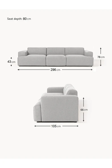 Mobilya Stant Most Mollista 3 Modül Kanepe Koltuk 32 Gri Keten Kumaş Yumuşak Sünger (Evinize Teslim) - Resim 6