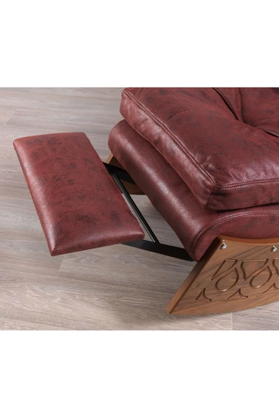Mobilya Stant Most Woodarm %100 Ağaç Dinlenme Koltuğu 10 Bordo İthal Nubuk Kumaş (Evinize Teslim) - Resim 3