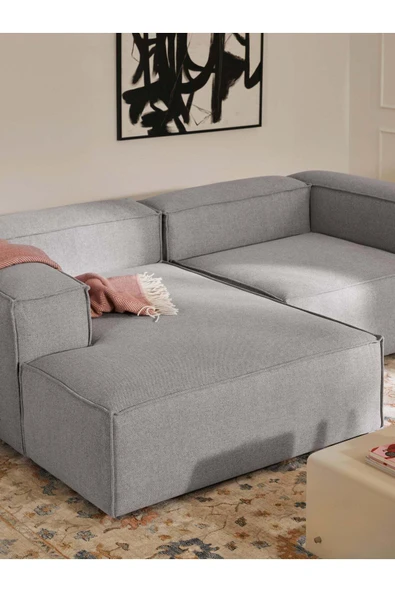 Mobilya Stant Most Mollis Plus Sol Köşe Dinlenme 32 Gri Keten Kumaş Yumuşak Sünger(EVİNİZE TESLİM) - Resim 2