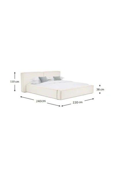 Mobilya Stant Most Mollior Bazalı Karyola Kırık Beyaz Keten Kumaş 180x200 cm. Yatak İçindir (Kurulum Dahil) - 8