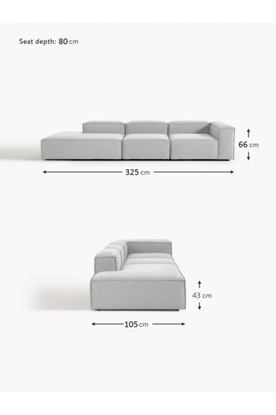 Mobilya Stant Most Mollis Pro 3 Modül Sol Kanepe 32 Gri Keten Yumuşak Sünger(Evinize Teslim) - Resim 4