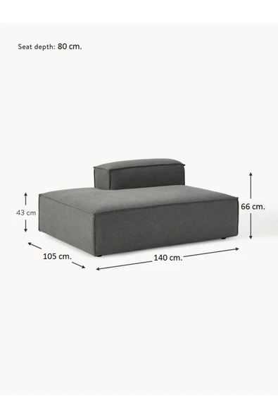 Mobilya Stant Most Mollis Sol Pro Köşe Modül 41 Koyu Antrasit Keten Kumaş Yumuşak Sünger - Resim 6