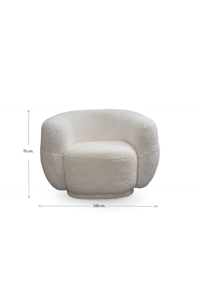 Mobilya Stant Most Galaxy Berjer Beyaz Teddy Kumaş (EVİNİZE TESLİM) - 4