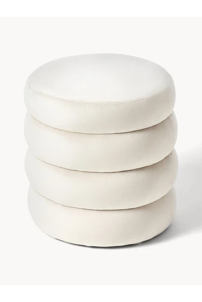 Mobilya Stant Most Twister Puf 01 Kırık Beyaz Beyaz Kadife Kumaş (Evinize Teslim) - Resim 3
