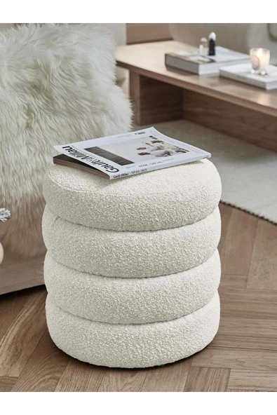 Mobilya Stant Most Twister Puf 01 Beyaz Bukle Kumaş (Evinize Teslim) ürün görseli