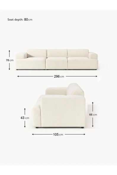 Mobilya Stant Most Mollista 3 Modül Kanepe Koltuk 01 Kırık Beyaz Keten Kumaş Yumuşak Sünger (Evinize Teslim) - Resim 6