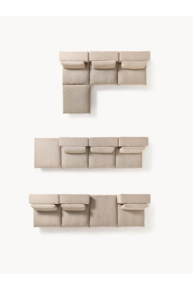 Mobilya Stant Most Mollirest 4 Modül Köşe 05 Bej Keten Kumaş Silikon Dolgu Fermuarlı Minder(Evinize Teslim) - Resim 4