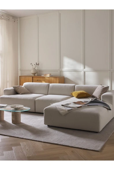 Mobilya Stant Most Mollista 3 Modül Sağ Köşe Koltuk 01 Kırık Beyaz Keten Kumaş Yumuşak Sünger (Evinize Teslim) - Resim 2