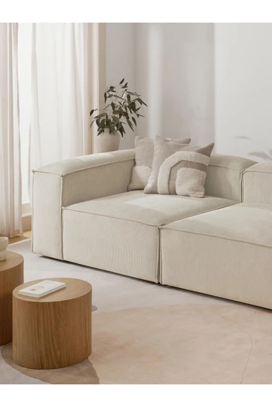 Mobilya Stant Most Mollis Köşe Modül Berjer 01 Fitilli Kırık Beyaz Kadife Kumaş Yumuşak Sünger (EVİNİZE TESLİM) - Resim 2