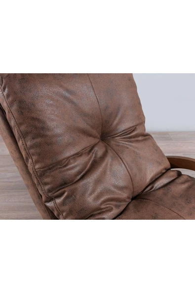 Mobilya Stant Most Woodarm %100 Ağaç Dinlenme Koltuğu 07 Kahverengi Nubuk Kumaş(EVİNİZE TESLİM) - Resim 3