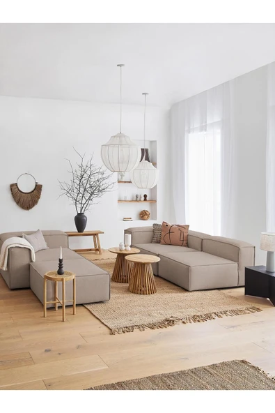 Mobilya Stant Most Mollis 4 Modül Köşe Koltuk 10 Kahverengi Keten Kumaş Yumuşak Sünger (Evinize Teslim) - Resim 4