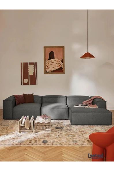 Mobilya Stant Most Mollis Plus 3 Modül Sağ Köşe Koltuk 41 Koyu Antrasit Keten Kumaş Yumuşak Sünger(Evinize Teslim) ürün görseli