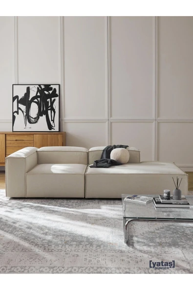 Mobilya Stant Most Mollis Pro 2 Modül Sağ Kanepe 01 Kırık Beyaz Keten Kumaş Yumuşak Sünger(Evinize Teslim) ürün görseli