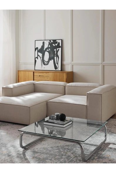 Mobilya Stant Most Mollis Plus Sol Köşe 2 Modül Köşe 01 Kırık Beyaz Keten Kumaş Yumuşak Sünger(EVİNİZE TESLİM) - Resim 2