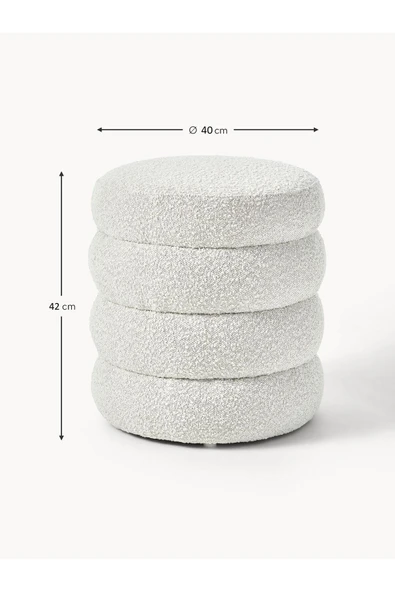 Mobilya Stant Most Twister Puf 01 Beyaz Bukle Kumaş (Evinize Teslim) - Resim 4