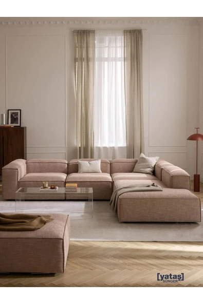 Mobilya Stant Most Mollis Pro 4 Modül Sağ Köşe Koltuk Takımı 09 Bej Keten Kumaş Yumuşak Sünger(Evinize Teslim) ürün görseli