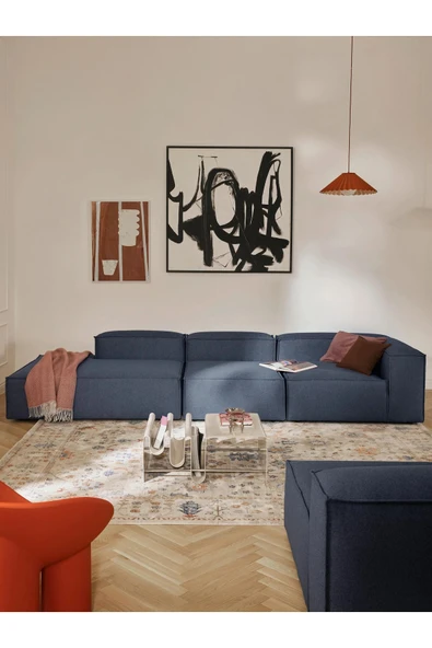 Mobilya Stant Most Mollis Sol Pro Köşe Dinlenme Lacivert Keten Kumaş Yumuşak Sünger(EVİNİZE TESLİM) - Resim 2