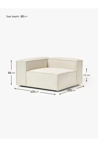 Mobilya Stant Most Mollis Köşe Modül Berjer 01 Fitilli Kırık Beyaz Kadife Kumaş Yumuşak Sünger (EVİNİZE TESLİM) - Resim 6