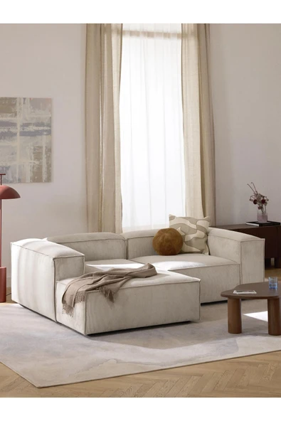 Mobilya Stant Most Mollis Plus Sol 2 Modül Sol Köşe 01 Fitilli Kırık Beyaz Kadife Yumuşak Sünger(EVİNİZE TESLİM) - Resim 2