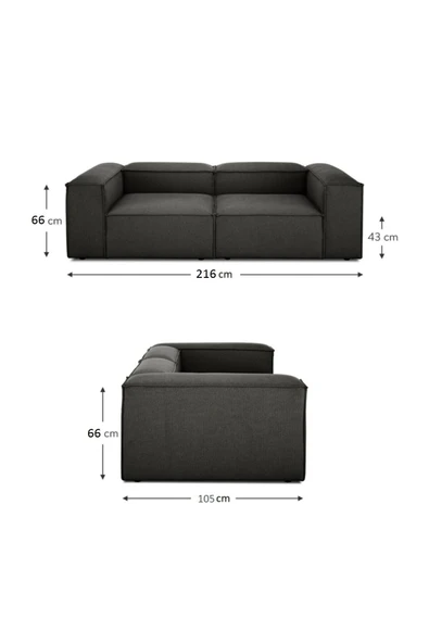 Mobilya Stant Most Mollis 3 Modül Köşe Koltuk 41 Koyu Antrasit Keten Kumaş Yumuşak Sünger (Evinize Teslim) - Resim 2
